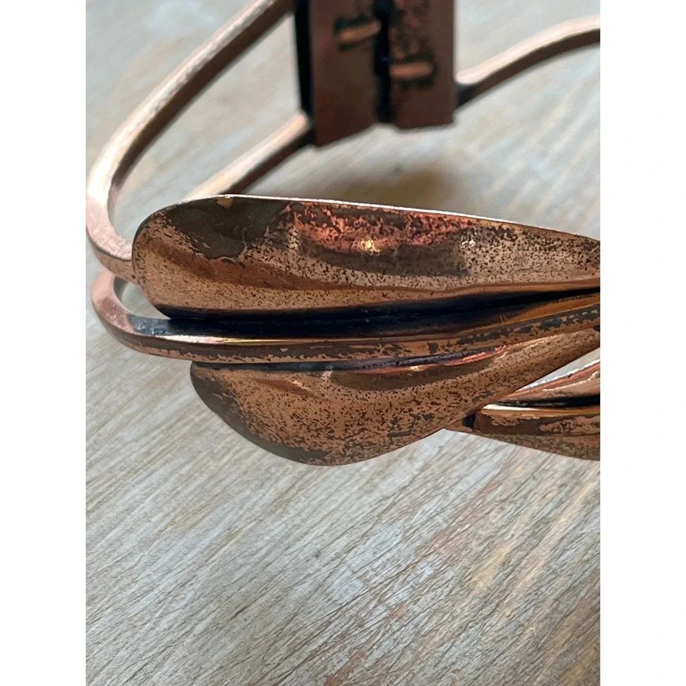 Renoir Copper Cuff Bracelet Mid Century Modern Leaf Bypass Hinge